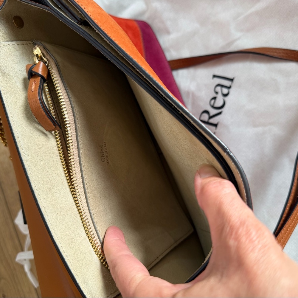 Chloe Faye Multicolor Striped Patchwork Leather & Suede Crossbody Bag - Picture 10 of 12